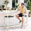 image:imageVINGLI Outdoor Swivel Bar Stools Set of 2 Cast Aluminum Patio Bar Height Chairs AllWeather Bar Dining Chairs Outdoor Swivel Patio Furniture Elizabethan BackWhite