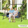 image:imageVINGLI Outdoor Wicker Porch Swing With Stand  Heavy Duty 800 LBS Rattan Hanging Set With Cushions 4FT for Yard Garden Lawn BlackBlack