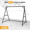 image:imageVINGLI Outdoor Wicker Porch Swing With Stand  Heavy Duty 800 LBS Rattan Hanging Set With Cushions 4FT for Yard Garden Lawn BlackBlack
