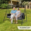 image:imageVINGLI Outdoor Wicker Porch Swing With Stand  Heavy Duty 800 LBS Rattan Hanging Set With Cushions 4FT for Yard Garden Lawn BlackBlack