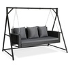 image:imageVINGLI Outdoor Wicker Porch Swing With Stand  Heavy Duty 800 LBS Rattan Hanging Set With Cushions 4FT for Yard Garden Lawn BlackBlack