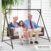 image:imageVINGLI Outdoor Wicker Porch Swing With Stand  Heavy Duty 800 LBS Rattan Hanging Set With Cushions 4FT for Yard Garden Lawn BlackBrown