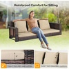 image:imageVINGLI Outdoor Wicker Porch Swing With Stand  Heavy Duty 800 LBS Rattan Hanging Set With Cushions 4FT for Yard Garden Lawn BlackBrown