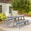 image:imageVINGLI Outdoor Wooden Bench 45 2Person Backless Dining Bench Weatherproof Outdoor Patio Bench for Porch Entryway Garden 1 GrayGrey