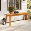image:imageVINGLI Outdoor Wooden Bench 45 2Person Backless Dining Bench Weatherproof Outdoor Patio Bench for Porch Entryway Garden 1 GrayTeak