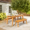 image:imageVINGLI Outdoor Wooden Bench 45 2Person Backless Dining Bench Weatherproof Outdoor Patio Bench for Porch Entryway Garden 1 GrayTeak