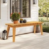 image:imageVINGLI Outdoor Wooden Bench 45 2Person Backless Dining Bench Weatherproof Outdoor Patio Bench for Porch Entryway Garden 1 GrayTeak