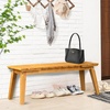 image:imageVINGLI Outdoor Wooden Bench 45 2Person Backless Dining Bench Weatherproof Outdoor Patio Bench for Porch Entryway Garden 1 GrayTeak