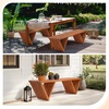 image:imageVINGLI Outdoor Wooden Bench 63 All Weather Patio Bench Porch Bench 600lb Capacity Outdoor Backless Benches for Yard Park Garden