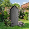 image:imageVINGLI Outdoor Wooden Storage Shed Garden Shed Outside Tool Cabinet with Safety Latch Patio Storage Organizer Dark GreyGray