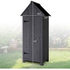 image:imageVINGLI Outdoor Wooden Storage Shed Garden Shed Outside Tool Cabinet with Safety Latch Patio Storage Organizer Dark GreyGray