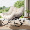 image:imageVINGLI Papasan Rocking Chair Outdoor Patio Rocking Chair with Cushion Comfortable Lounge Chair Weatherproof for Garden Yard OutdoorIndoor BeigeBeige