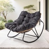 image:imageVINGLI Papasan Rocking Chair Outdoor Patio Rocking Chair with Cushion Comfortable Lounge Chair Weatherproof for Garden Yard OutdoorIndoor BeigeGrey