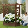 image:imageVINGLI Raised Garden Bed with Trellis amp Hanging Roof Wooden Elevated Planter Box with Drainage Holes for Outdoor Climbing Plants Vegetables Flowers Patio Yard Balcony Carbonized Medium