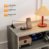 image:imageVINGLI Record Player Stand with Open Vinyl Storage MidCentury Album Storage Table with LED Light up to 300 Albums Vinyl Record Player Shelf with Power Outlet for Living Room Grey Oak