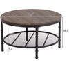 image:imageVINGLI Round Coffee Table Coffee Table for Living Room with Wooden Top amp Metal Frame 2Tier Open Shelf Storage Sturdy and Rustic Rustic Walnut