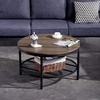 image:imageVINGLI Round Coffee Table Coffee Table for Living Room with Wooden Top amp Metal Frame 2Tier Open Shelf Storage Sturdy and Rustic Rustic Walnut