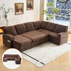 image:imageVINGLI Sectional Sleeper Sofa with Pull Out Couch Bed 111 Inch UShaped Convertible Sofa Bed 7 Seat Modular Sectional Couches for Living Room with Storage Chaise USB Charging Side PocketsDark Brown