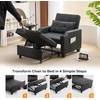 image:imageVINGLI Sectional Sleeper Sofa with Pull Out Couch Bed 111 Inch UShaped Convertible Sofa Bed 7 Seat Modular Sectional Couches for Living Room with Storage Chaise USB Charging Side PocketsBlack