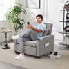 image:imageVINGLI Sectional Sleeper Sofa with Pull Out Couch Bed 111 Inch UShaped Convertible Sofa Bed 7 Seat Modular Sectional Couches for Living Room with Storage Chaise USB Charging Side PocketsLight Grey