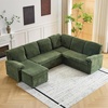 image:imageVINGLI Sectional Sleeper Sofa with Pull Out Couch Bed 111 Inch UShaped Convertible Sofa Bed 7 Seat Modular Sectional Couches for Living Room with Storage Chaise USB Charging Side PocketsGreen