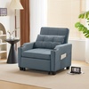 image:imageVINGLI Sectional Sleeper Sofa with Pull Out Couch Bed 111 Inch UShaped Convertible Sofa Bed 7 Seat Modular Sectional Couches for Living Room with Storage Chaise USB Charging Side PocketsBlue Grey