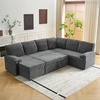 image:imageVINGLI Sectional Sleeper Sofa with Pull Out Couch Bed 111 Inch UShaped Convertible Sofa Bed 7 Seat Modular Sectional Couches for Living Room with Storage Chaise USB Charging Side PocketsBlack