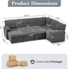 image:imageVINGLI Sectional Sleeper Sofa with Pull Out Couch Bed 111 Inch UShaped Convertible Sofa Bed 7 Seat Modular Sectional Couches for Living Room with Storage Chaise USB Charging Side PocketsBlack