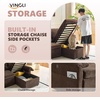 image:imageVINGLI Sectional Sleeper Sofa with Pull Out Couch Bed 111 Inch UShaped Convertible Sofa Bed 7 Seat Modular Sectional Couches for Living Room with Storage Chaise USB Charging Side PocketsDark Brown
