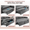 image:imageVINGLI Sectional Sleeper Sofa with Pull Out Couch Bed 111 Inch UShaped Convertible Sofa Bed 7 Seat Modular Sectional Couches for Living Room with Storage Chaise USB Charging Side PocketsBlack