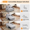 image:imageVINGLI Sectional Sleeper Sofa with Pull Out Couch Bed 111 Inch UShaped Convertible Sofa Bed 7 Seat Modular Sectional Couches for Living Room with Storage Chaise USB Charging Side PocketsLight Grey