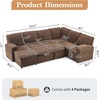 image:imageVINGLI Sectional Sleeper Sofa with Pull Out Couch Bed 111 Inch UShaped Convertible Sofa Bed 7 Seat Modular Sectional Couches for Living Room with Storage Chaise USB Charging Side PocketsDark Brown