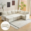image:imageVINGLI Sectional Sleeper Sofa with Pull Out Couch Bed 111 Inch UShaped Convertible Sofa Bed 7 Seat Modular Sectional Couches for Living Room with Storage Chaise USB Charging Side PocketsBeige