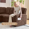 image:imageVINGLI Sectional Sleeper Sofa with Pull Out Couch Bed 111 Inch UShaped Convertible Sofa Bed 7 Seat Modular Sectional Couches for Living Room with Storage Chaise USB Charging Side PocketsDark Brown