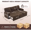 image:imageVINGLI Sectional Sleeper Sofa with Pull Out Couch Bed 111 Inch UShaped Convertible Sofa Bed 7 Seat Modular Sectional Couches for Living Room with Storage Chaise USB Charging Side PocketsDark Brown