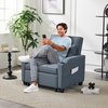 image:imageVINGLI Sectional Sleeper Sofa with Pull Out Couch Bed 111 Inch UShaped Convertible Sofa Bed 7 Seat Modular Sectional Couches for Living Room with Storage Chaise USB Charging Side PocketsBlue Grey