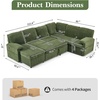 image:imageVINGLI Sectional Sleeper Sofa with Pull Out Couch Bed 111 Inch UShaped Convertible Sofa Bed 7 Seat Modular Sectional Couches for Living Room with Storage Chaise USB Charging Side PocketsGreen