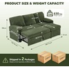 image:imageVINGLI Sectional Sleeper Sofa with Pull Out Couch Bed 111 Inch UShaped Convertible Sofa Bed 7 Seat Modular Sectional Couches for Living Room with Storage Chaise USB Charging Side PocketsGreen