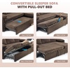 image:imageVINGLI Sectional Sleeper Sofa with Pull Out Couch Bed 111 Inch UShaped Convertible Sofa Bed 7 Seat Modular Sectional Couches for Living Room with Storage Chaise USB Charging Side PocketsDark Brown