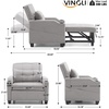 image:imageVINGLI Sectional Sleeper Sofa with Pull Out Couch Bed 111 Inch UShaped Convertible Sofa Bed 7 Seat Modular Sectional Couches for Living Room with Storage Chaise USB Charging Side PocketsLight Grey