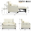 image:imageVINGLI Sectional Sleeper Sofa with Pull Out Couch Bed 111 Inch UShaped Convertible Sofa Bed 7 Seat Modular Sectional Couches for Living Room with Storage Chaise USB Charging Side PocketsBeige