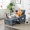 image:imageVINGLI Sectional Sleeper Sofa with Pull Out Couch Bed 111 Inch UShaped Convertible Sofa Bed 7 Seat Modular Sectional Couches for Living Room with Storage Chaise USB Charging Side PocketsBlue Grey