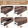 image:imageVINGLI Sectional Sleeper Sofa with Pull Out Couch Bed 111 Inch UShaped Convertible Sofa Bed 7 Seat Modular Sectional Couches for Living Room with Storage Chaise USB Charging Side PocketsDark Brown