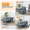 image:imageVINGLI Sectional Sleeper Sofa with Pull Out Couch Bed 111 Inch UShaped Convertible Sofa Bed 7 Seat Modular Sectional Couches for Living Room with Storage Chaise USB Charging Side PocketsBlue Grey
