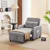 image:imageVINGLI Sectional Sleeper Sofa with Pull Out Couch Bed 111 Inch UShaped Convertible Sofa Bed 7 Seat Modular Sectional Couches for Living Room with Storage Chaise USB Charging Side PocketsLight Grey