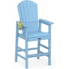image:imageVINGLI Tall Adirondack Chairs Set of 2 AllWeather Plastic Adirondack Chair with Cup Holders HeavyDuty HDPE Outdoor Bar Stools for Patio Balcony Pool Backyard Black 2 PCSBlue