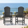 image:imageVINGLI Tall Adirondack Chairs Set of 2 AllWeather Plastic Adirondack Chair with Cup Holders HeavyDuty HDPE Outdoor Bar Stools for Patio Balcony Pool Backyard Black 2 PCSBlack