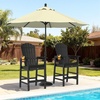 image:imageVINGLI Tall Adirondack Chairs Set of 2 AllWeather Plastic Adirondack Chair with Cup Holders HeavyDuty HDPE Outdoor Bar Stools for Patio Balcony Pool Backyard Black 2 PCSBlack