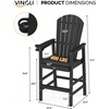 image:imageVINGLI Tall Adirondack Chairs Set of 2 AllWeather Plastic Adirondack Chair with Cup Holders HeavyDuty HDPE Outdoor Bar Stools for Patio Balcony Pool Backyard Black 2 PCSBlack