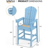 image:imageVINGLI Tall Adirondack Chairs Set of 2 AllWeather Plastic Adirondack Chair with Cup Holders HeavyDuty HDPE Outdoor Bar Stools for Patio Balcony Pool Backyard Black 2 PCSBlue